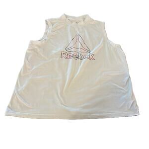 Reebok Women’s XXL White Sleeveless Graphic Workout Tank Top Multicolor Logo